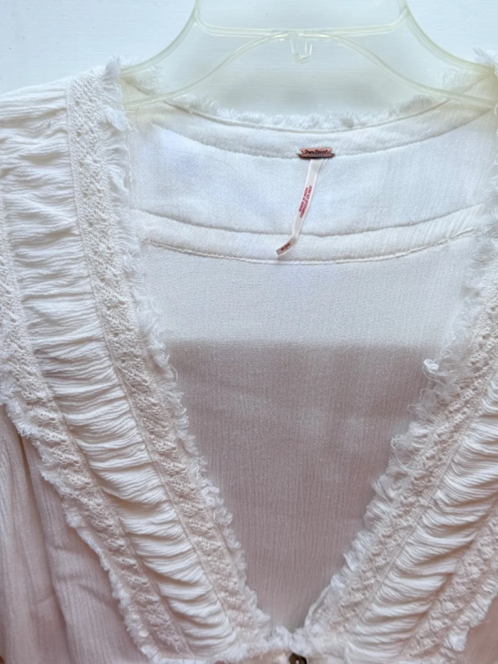 Free People Cassis Ivory Gauze and Lace Midi Dress Wedding Bohemian Size M